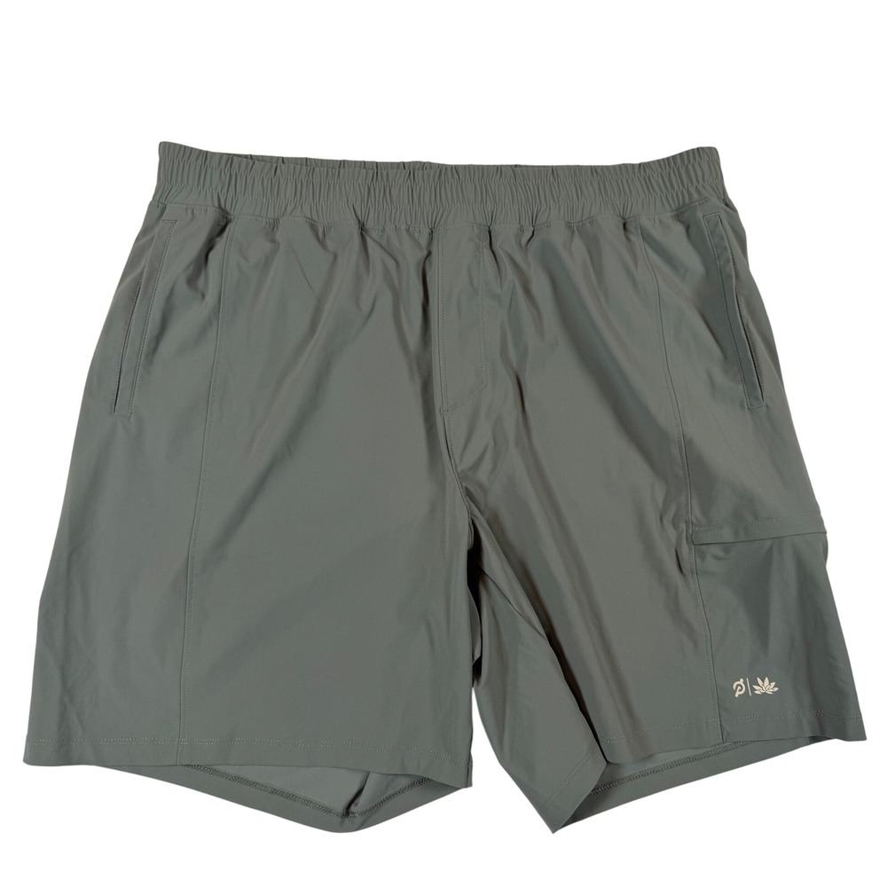 Peloton Mens L Athletic Shorts Sage Green Zipper PocketsWorkout Running 7 Inseam